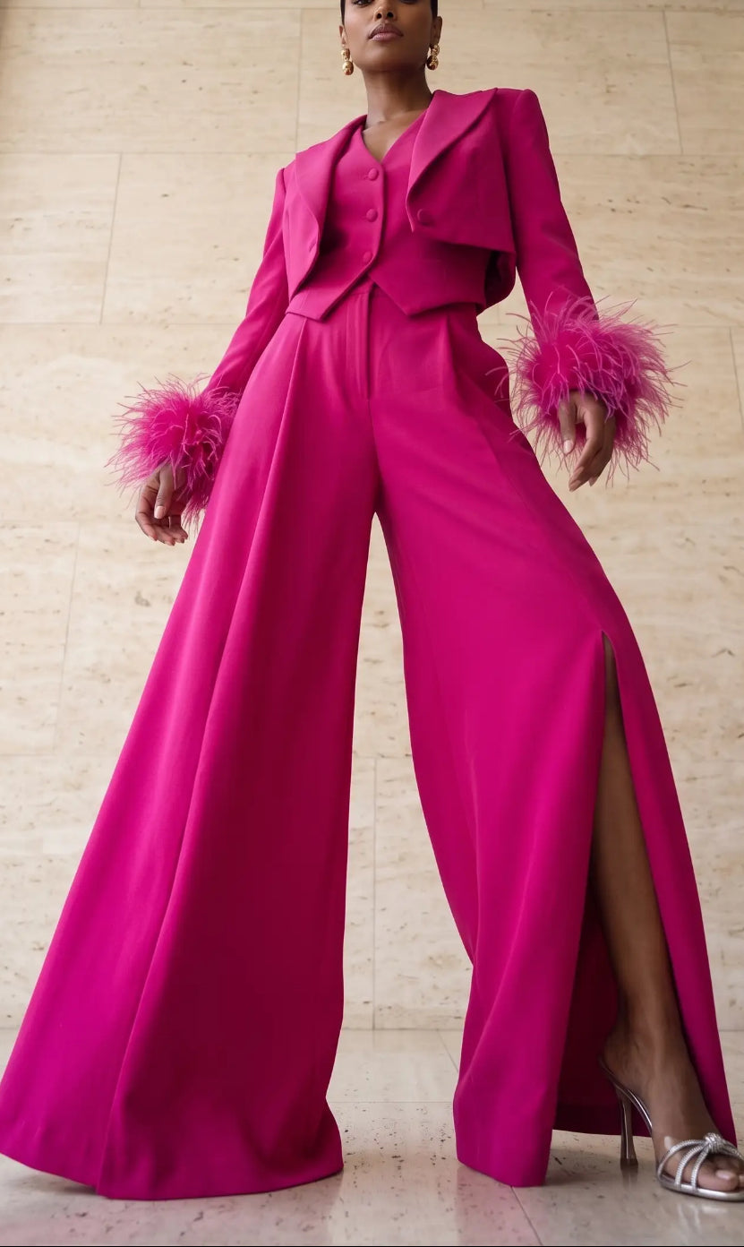 HER Magenta 3 Piece Set With Feather wrists.