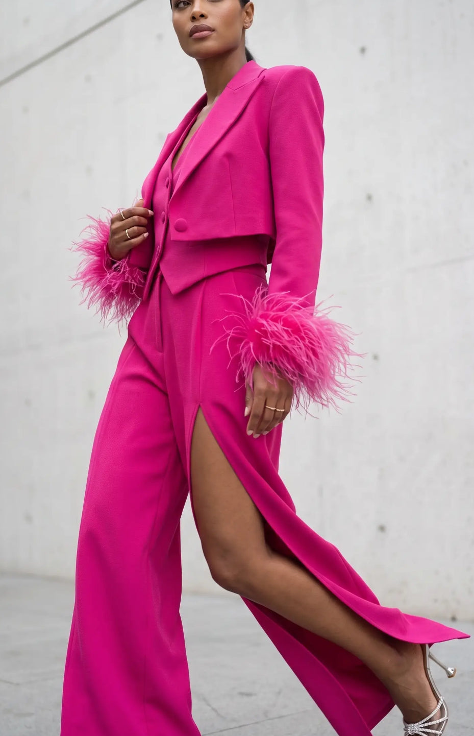 HER Magenta 3 Piece Set With Feather wrists.
