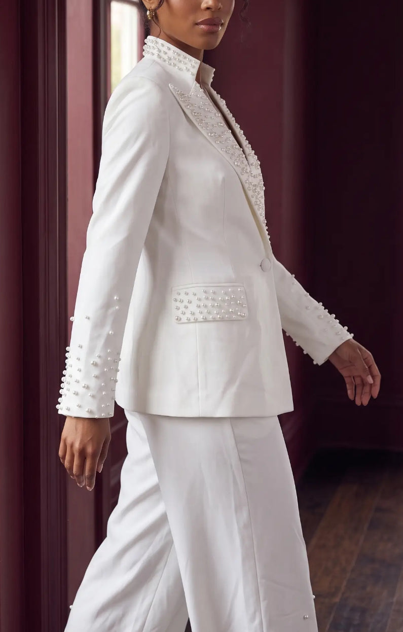 Pearl Luxury Set (Pants and Blazer)White