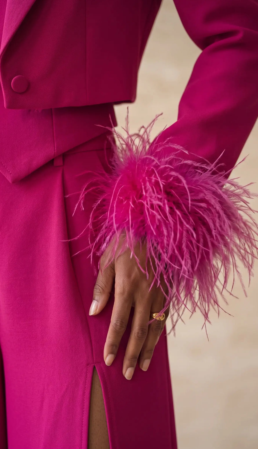 HER Magenta 3 Piece Set With Feather wrists.