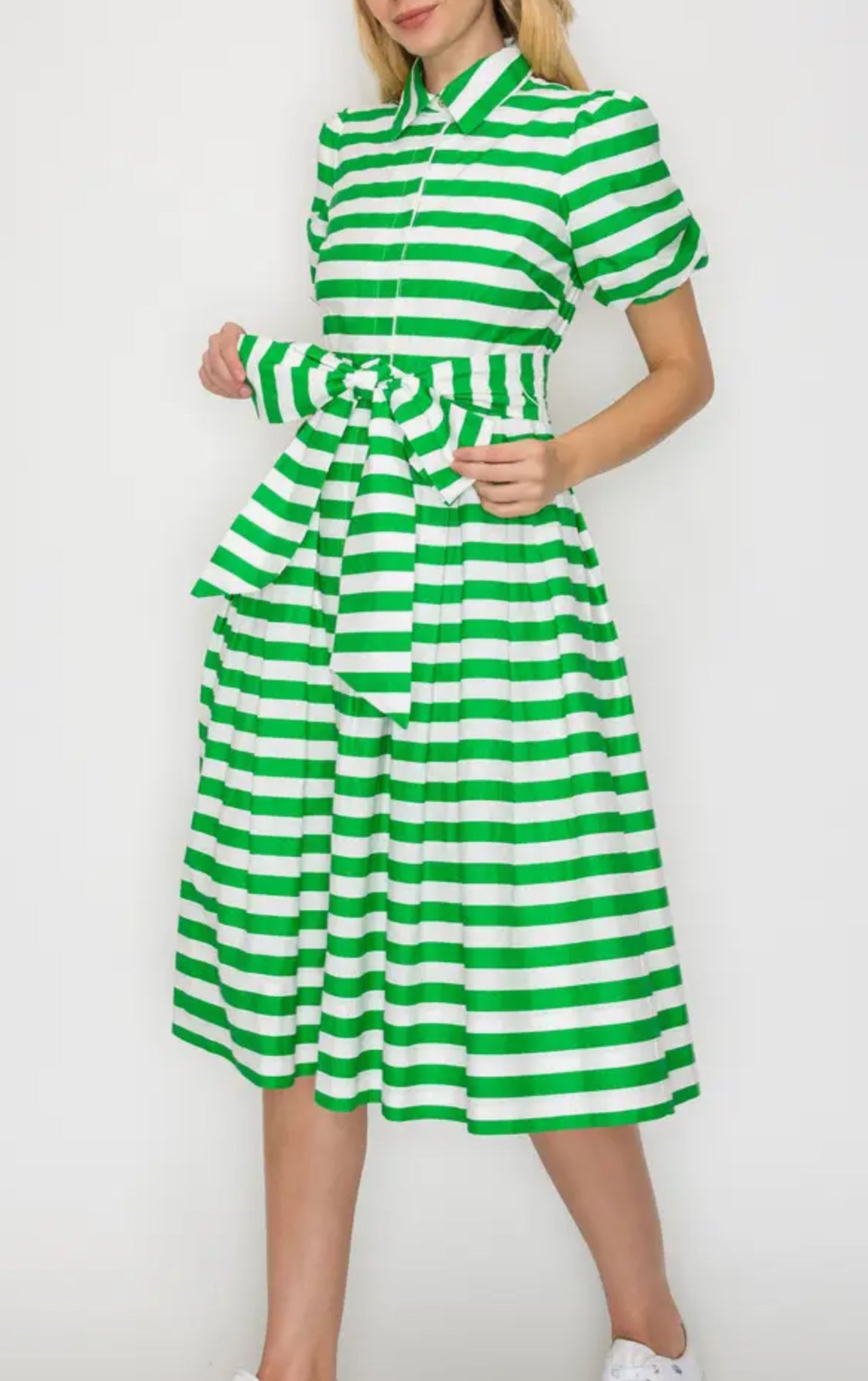The classic button down poplin shirt dress with pockets .