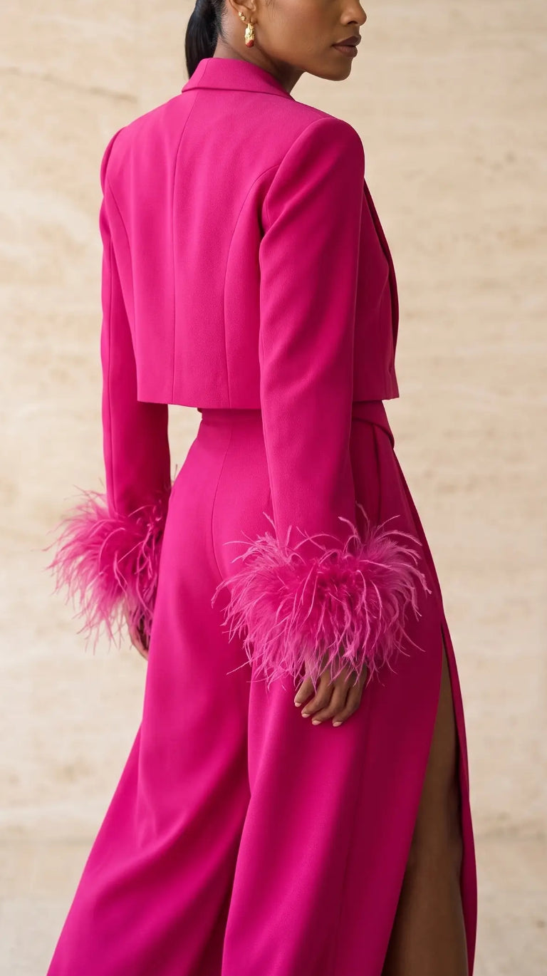 HER Magenta 3 Piece Set With Feather wrists.