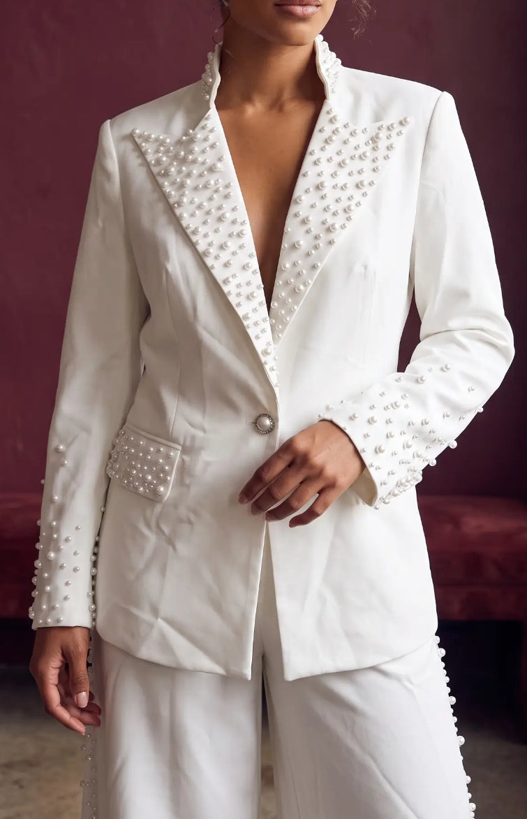 Pearl Luxury Set (Pants and Blazer)White