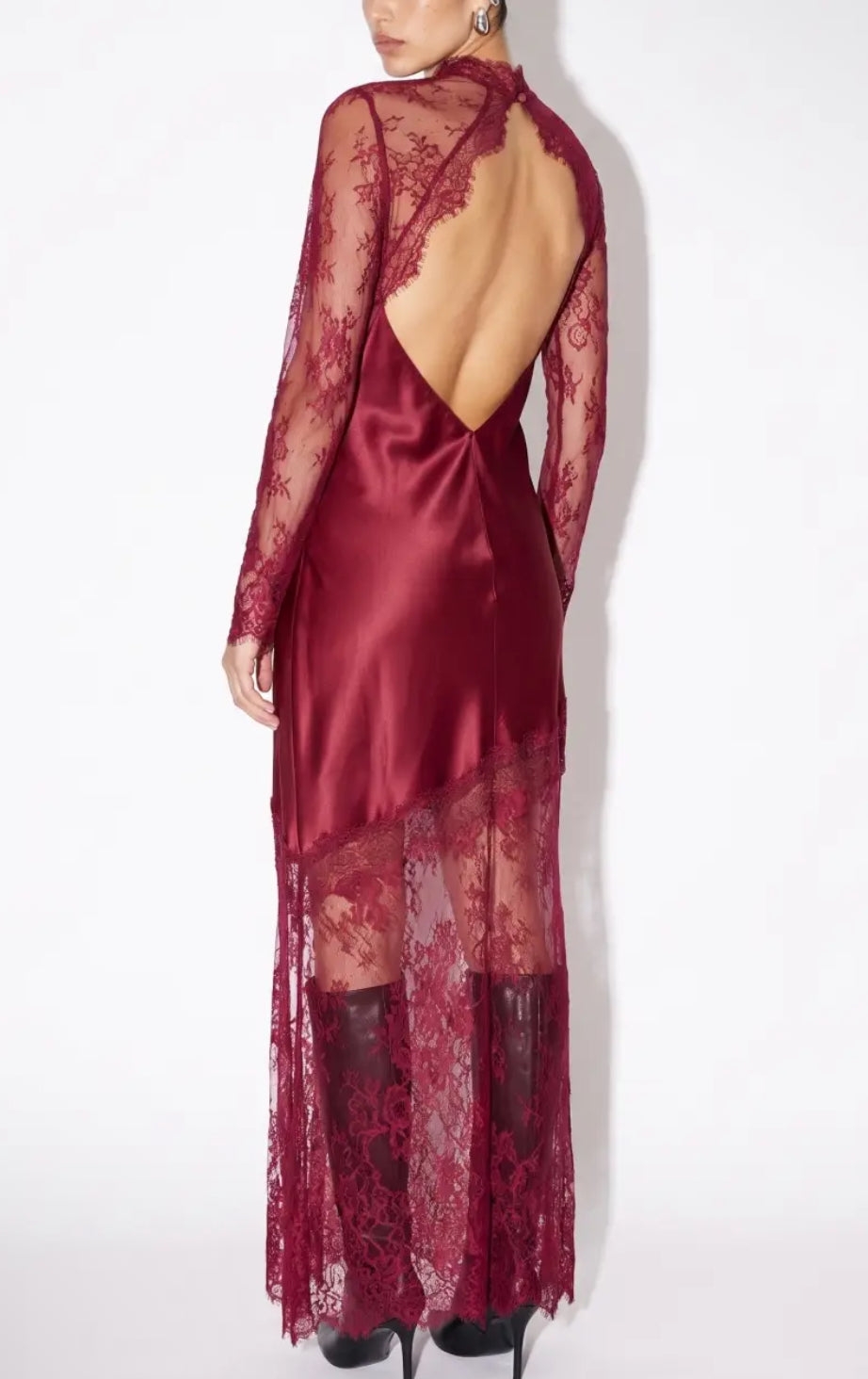 Satin and lace maxi dress.