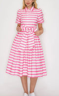 The classic button down poplin shirt dress with pockets .