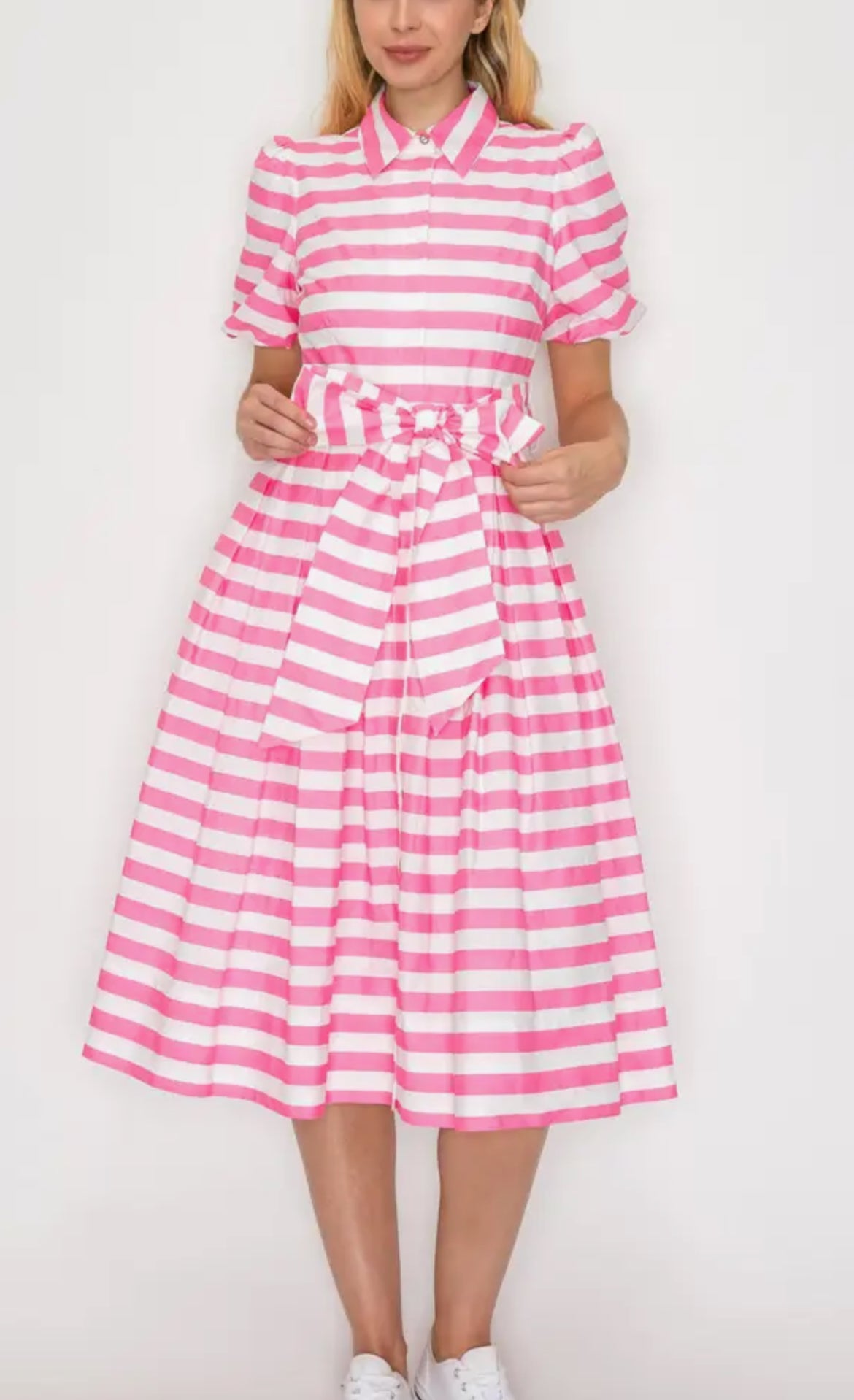 The classic button down poplin shirt dress with pockets .