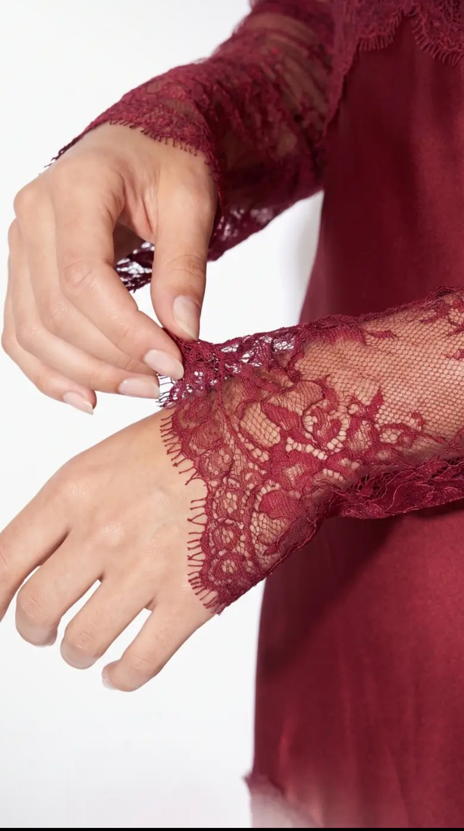 Satin and lace maxi dress.